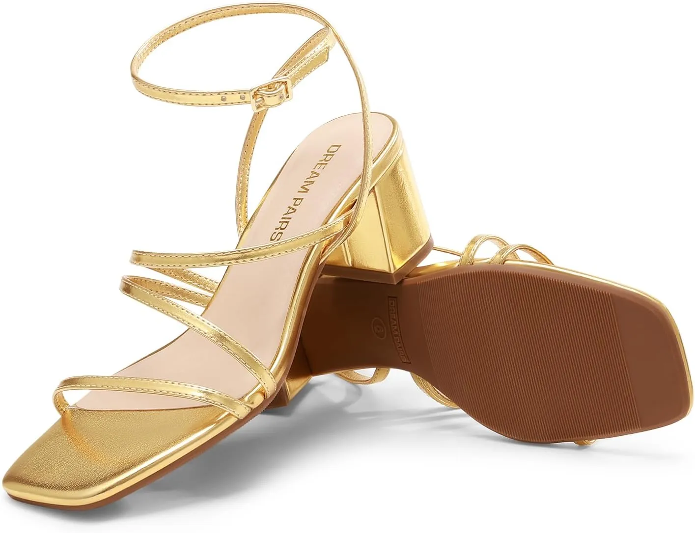 DREAM PAIRS Womens Block Heels 2 inch Strappy Square Toe Dressy Chunky Low Heeled Sandals for Party Wedding Evening