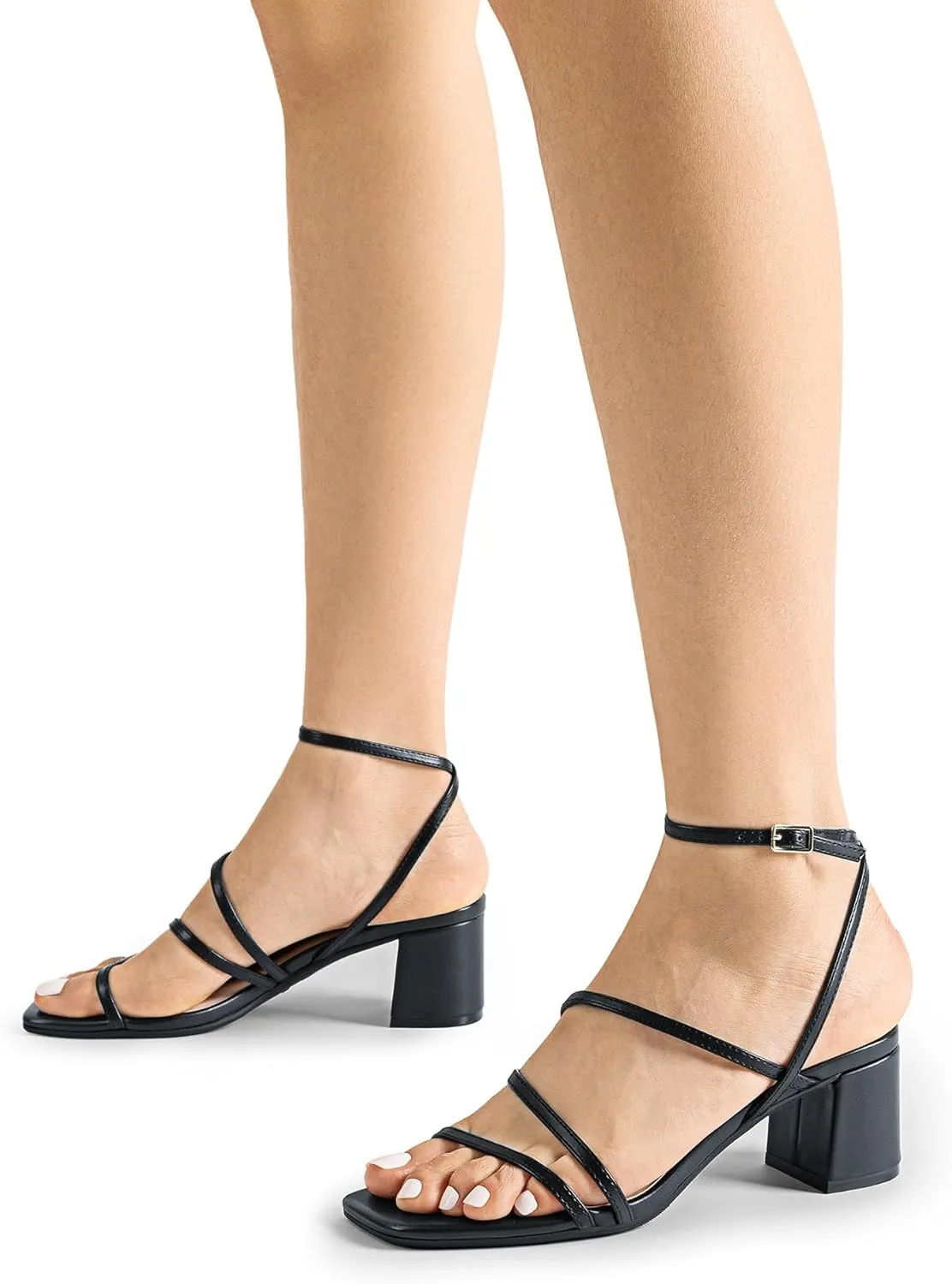 DREAM PAIRS Womens Block Heels 2 inch Strappy Square Toe Dressy Chunky Low Heeled Sandals for Party Wedding Evening