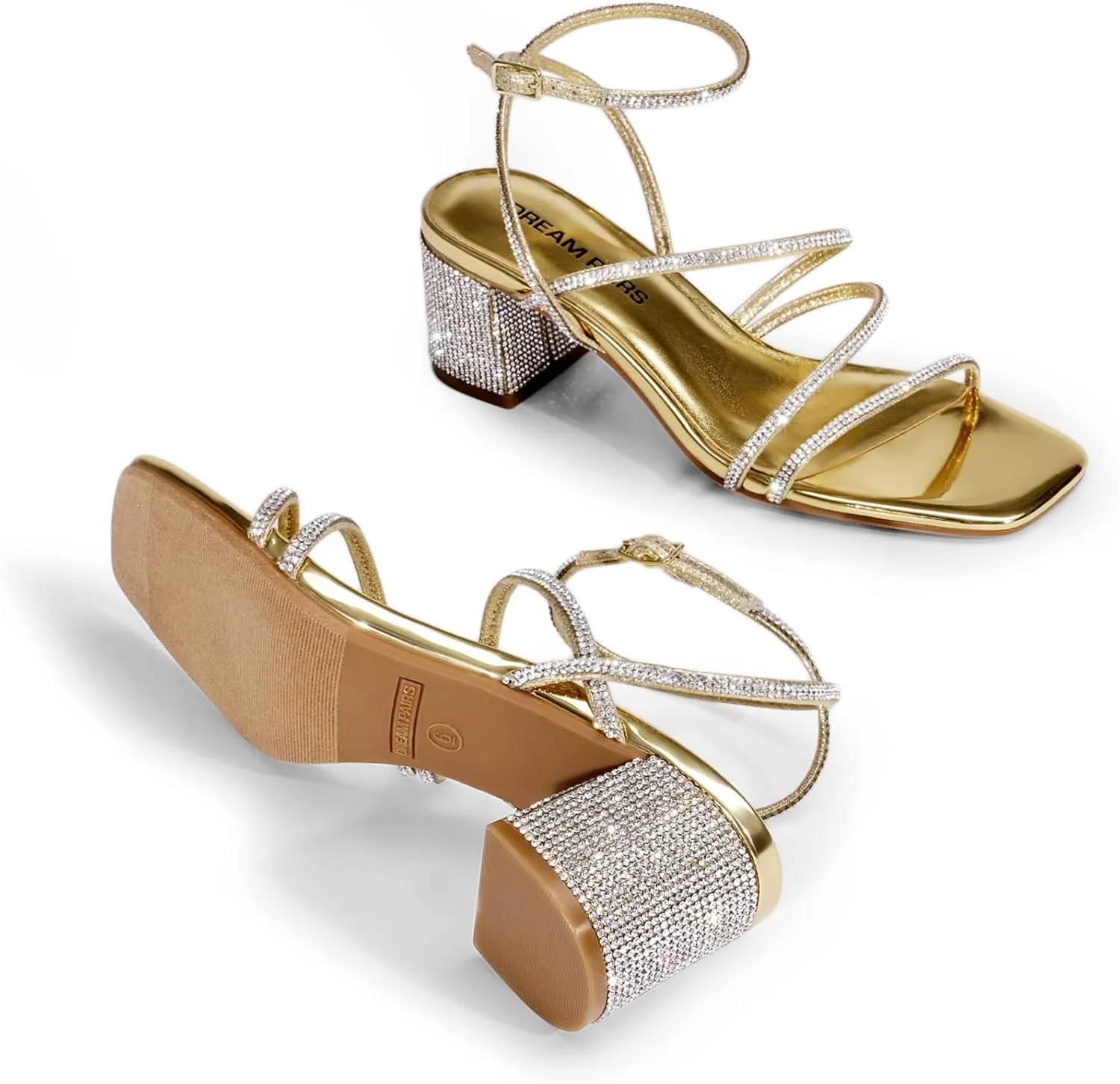 DREAM PAIRS Womens Block Heels 2 inch Strappy Square Toe Dressy Chunky Low Heeled Sandals for Party Wedding Evening