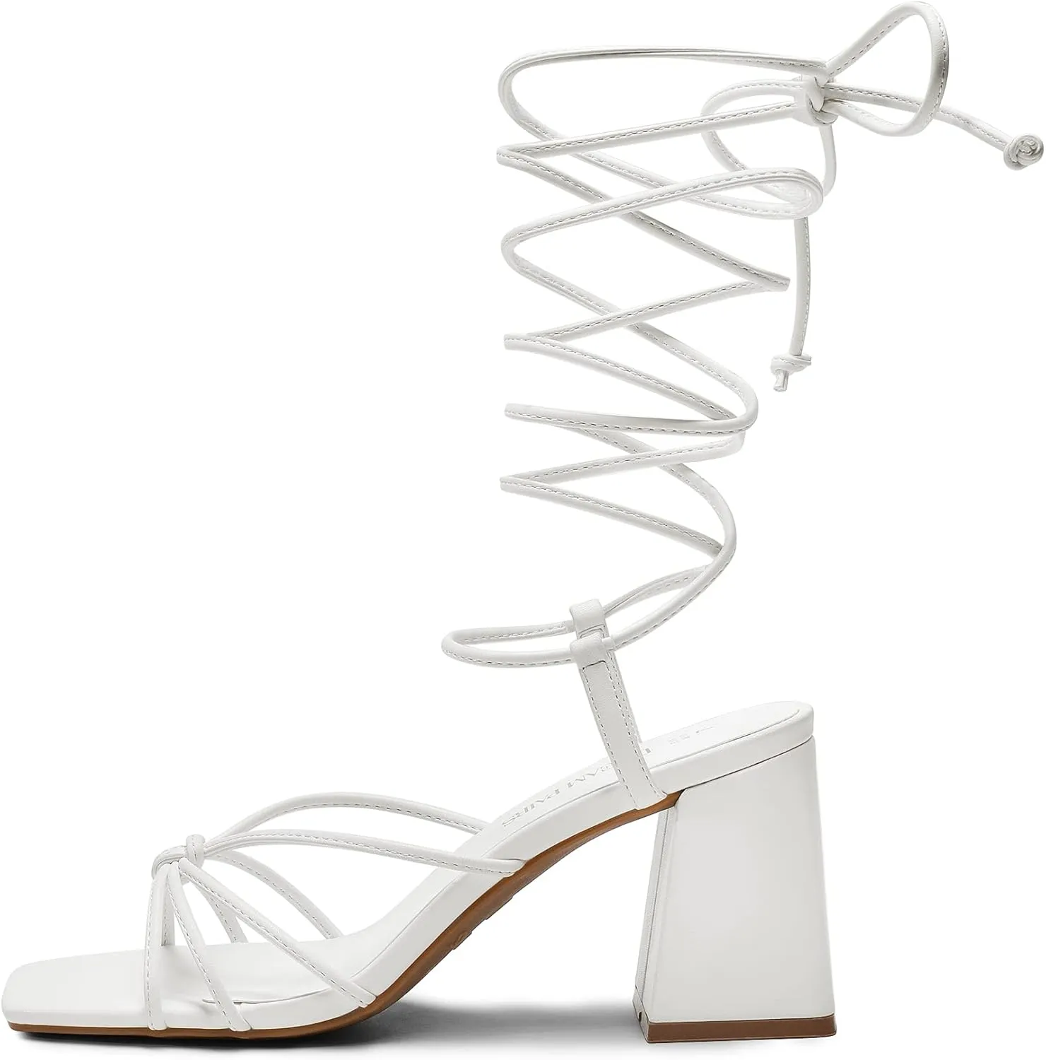 DREAM PAIRS Women's Lace Up Heels Strappy Block High Heel Square Open Toe Chunky Sandals for Party Travel Date