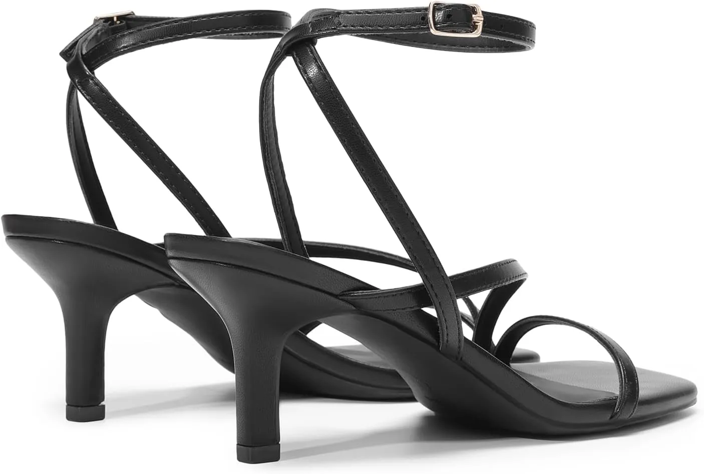 DREAM PAIRS Women's Low Kitten Heels Strappy Open Square Toe Ankle Strap Sexy Fashion Comfort Dress Shoes Party Heeled Sandals