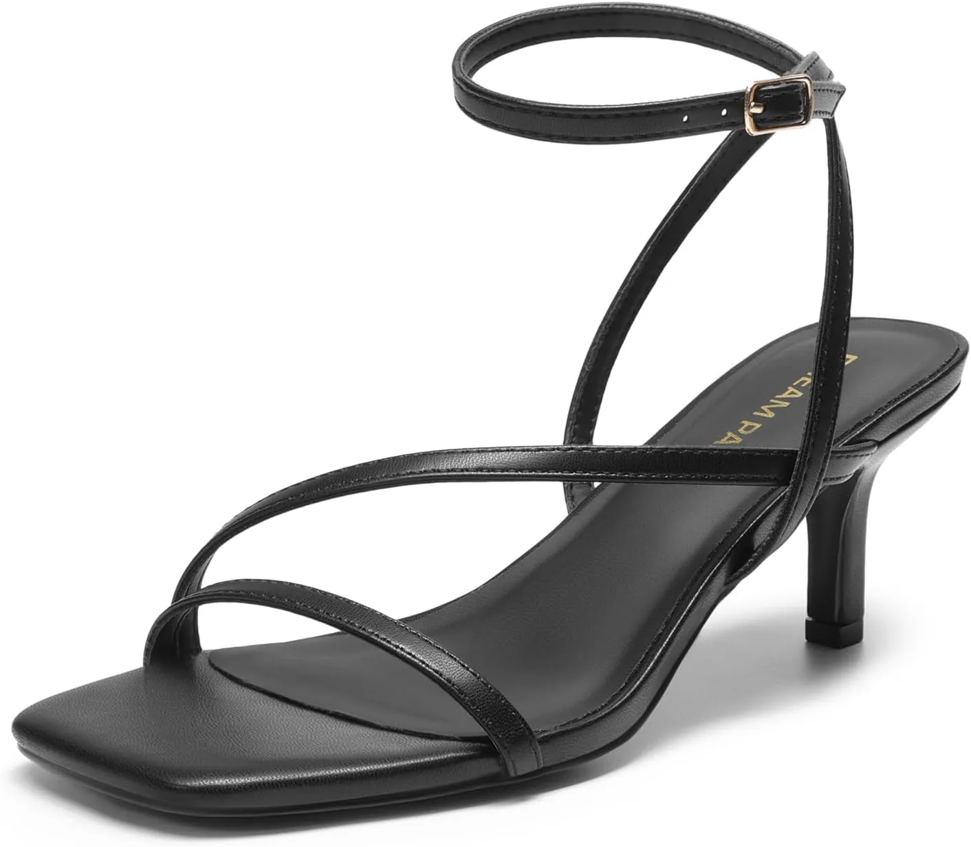 DREAM PAIRS Women's Low Kitten Heels Strappy Open Square Toe Ankle Strap Sexy Fashion Comfort Dress Shoes Party Heeled Sandals