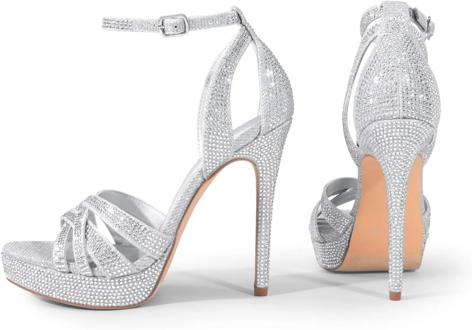 DREAM PAIRS Women's Platform Stiletto Heels Open Toe Ankle Strappy High Heels Fashion Wedding Dressy Pump Sandals Shoes