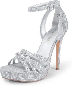 DREAM PAIRS Women's Platform Stiletto Heels Open Toe Ankle Strappy High Heels Fashion Wedding Dressy Pump Sandals Shoes
