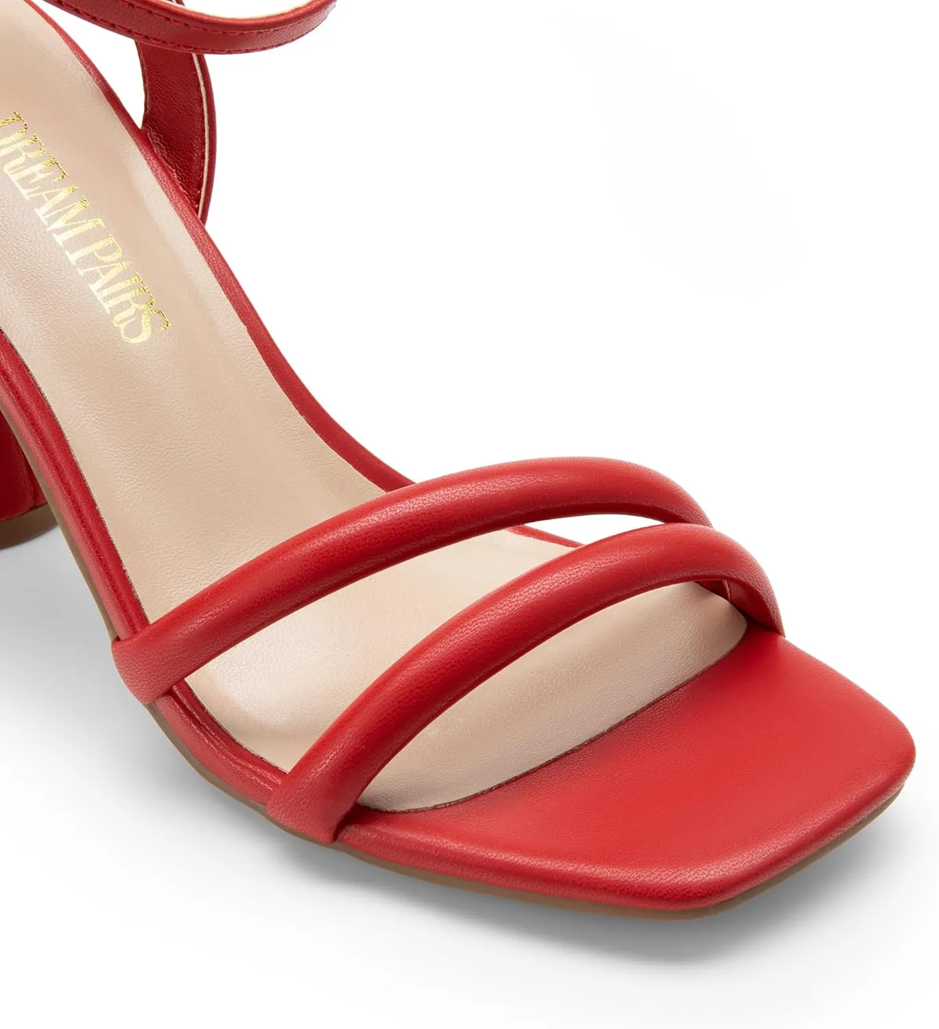 DREAM PAIRS Women's Strappy Round Heels Open Square Toe Ankle Strap Party Sandals Dress Shoes