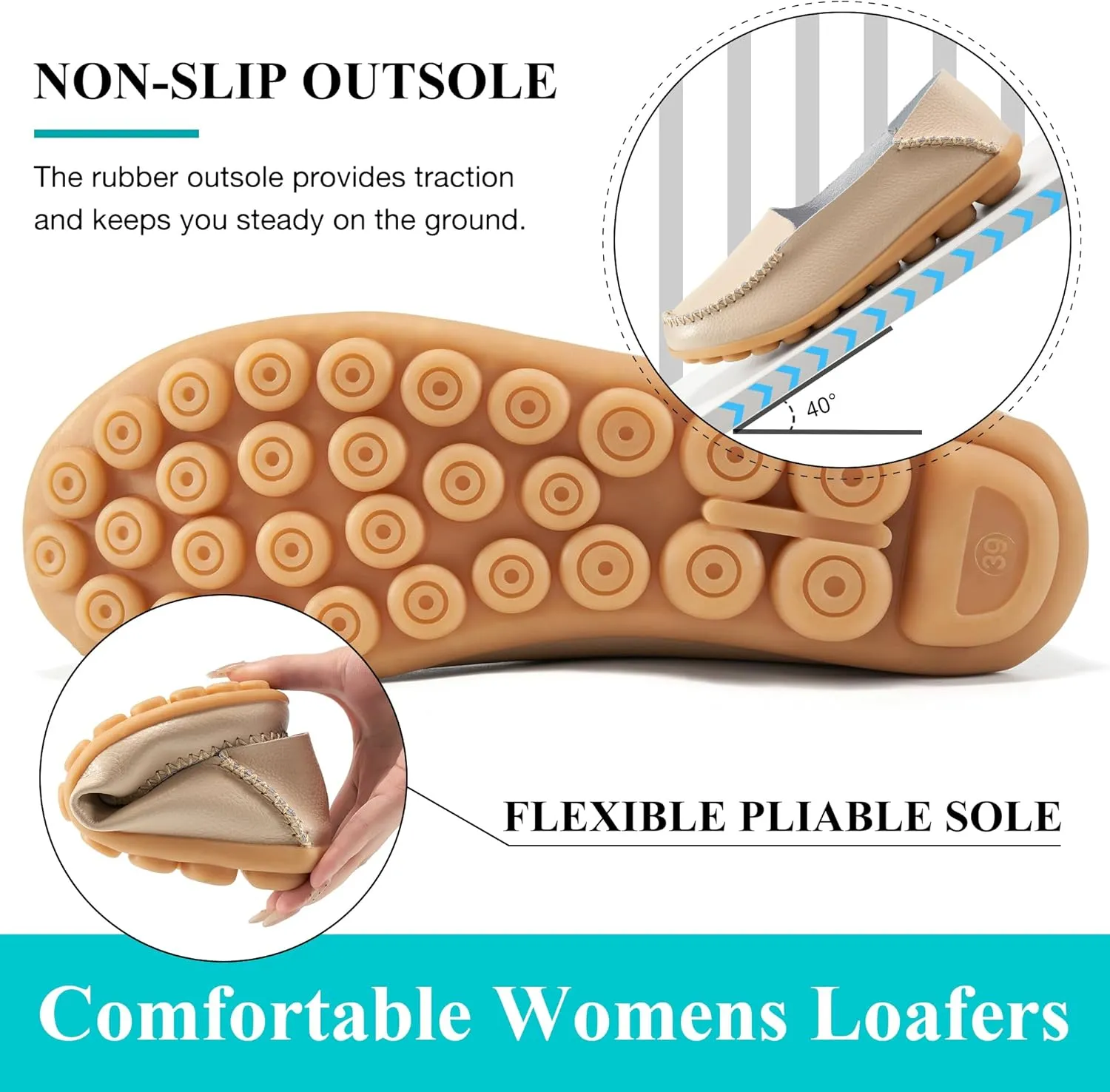 Ecetana Loafers for Women Penny Shoes Comfortable Slip On Casual Womens Loafers Fashion Moccasins Lightweight Round Toe Driving Flats Boat Shoes