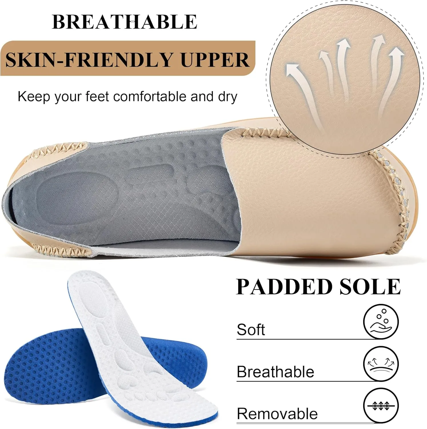 Ecetana Loafers for Women Penny Shoes Comfortable Slip On Casual Womens Loafers Fashion Moccasins Lightweight Round Toe Driving Flats Boat Shoes