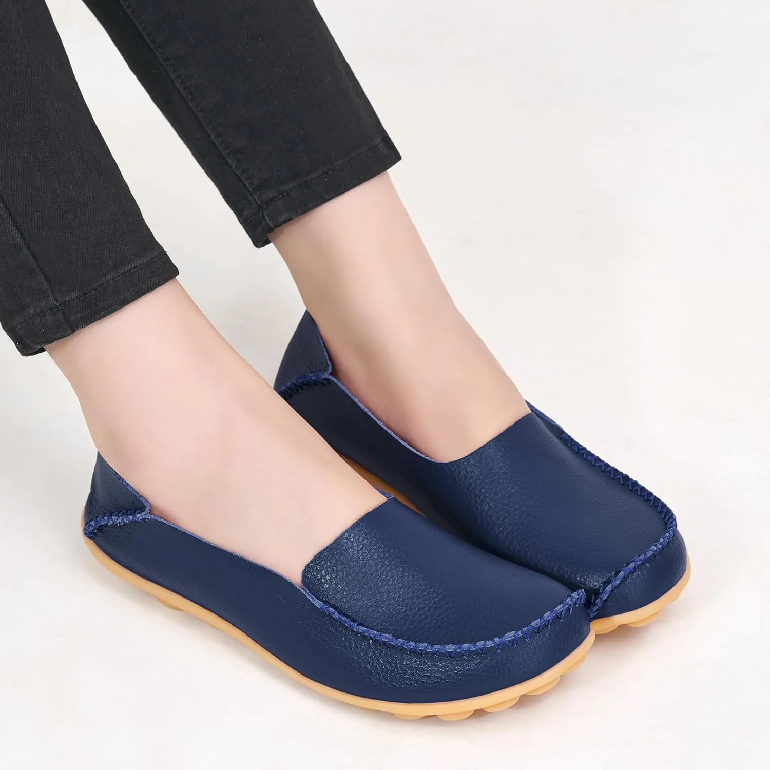 Ecetana Loafers for Women Penny Shoes Comfortable Slip On Casual Womens Loafers Fashion Moccasins Lightweight Round Toe Driving Flats Boat Shoes