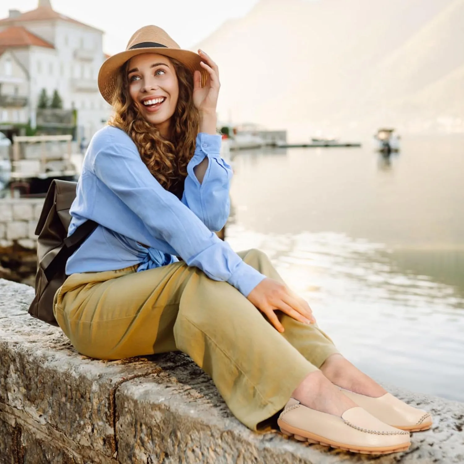 Ecetana Loafers for Women Penny Shoes Comfortable Slip On Casual Womens Loafers Fashion Moccasins Lightweight Round Toe Driving Flats Boat Shoes