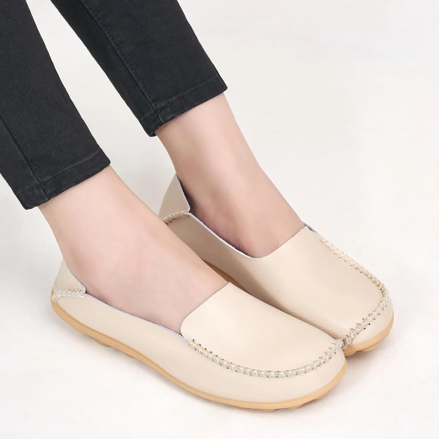 Ecetana Loafers for Women Penny Shoes Comfortable Slip On Casual Womens Loafers Fashion Moccasins Lightweight Round Toe Driving Flats Boat Shoes