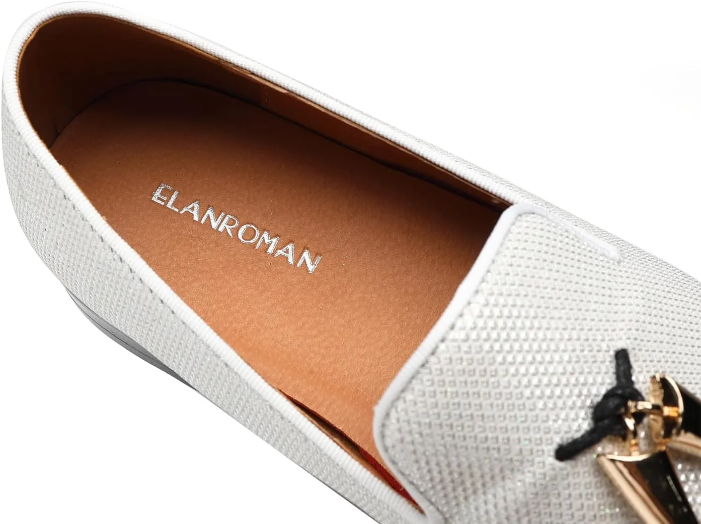 ELANROMAN Men's Loafers Leather Gold Tassel & Cap Toe Buckle Penny Party Wedding Prom Shoes