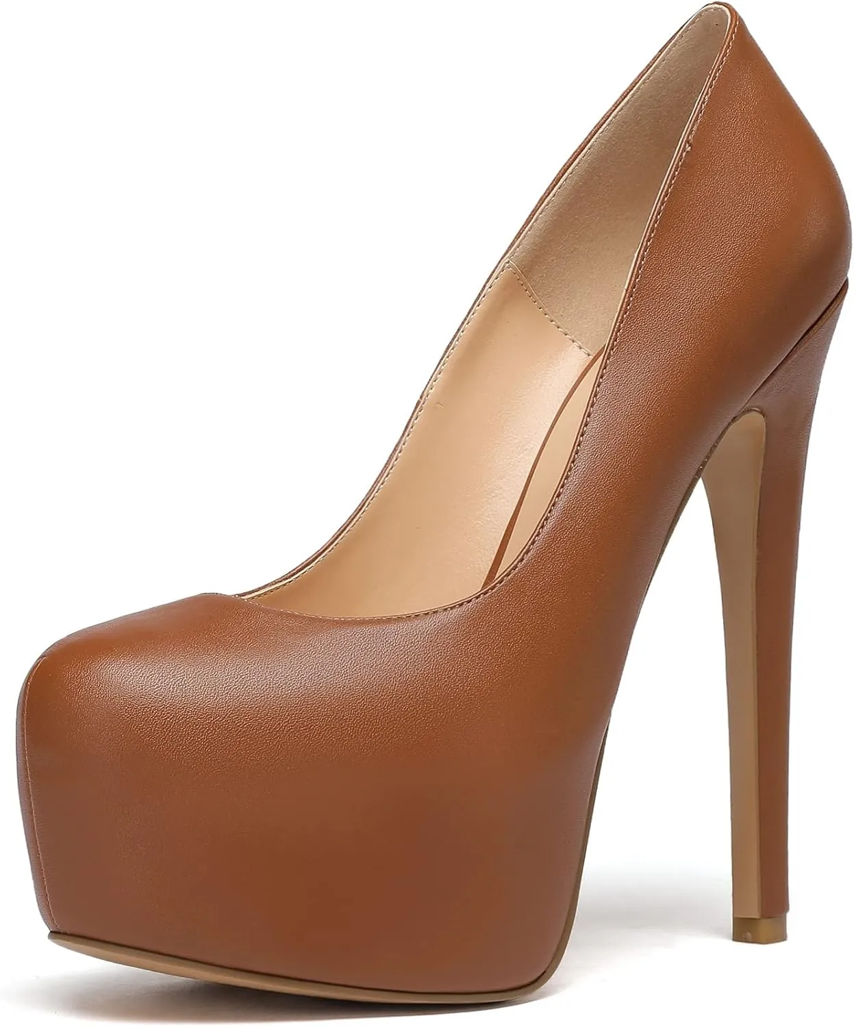 Eldof Womens High Heel Platform Pumps Round Toe Sky High Stilettoes 6" Party Dress Platform