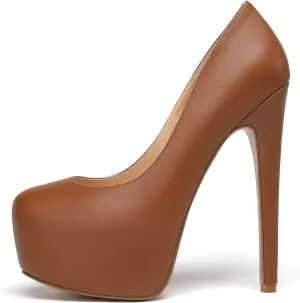 Eldof Womens High Heel Platform Pumps Round Toe Sky High Stilettoes 6" Party Dress Platform