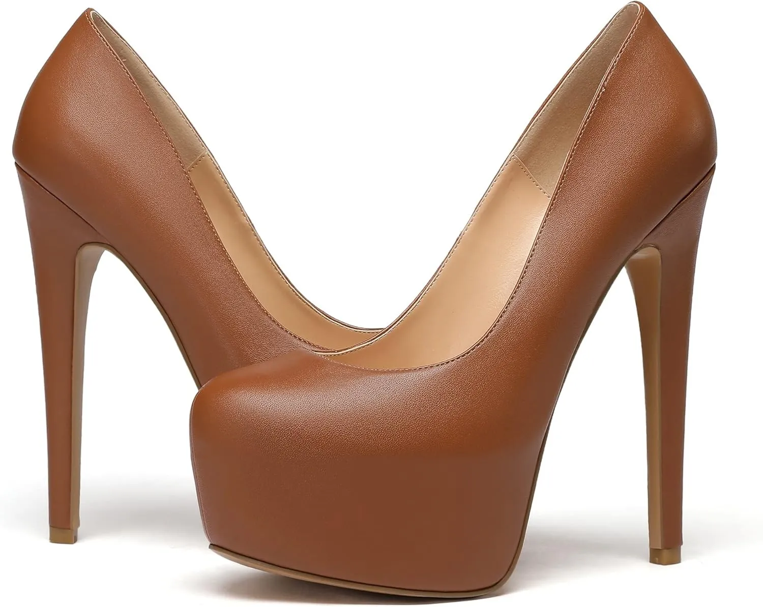 Eldof Womens High Heel Platform Pumps Round Toe Sky High Stilettoes 6" Party Dress Platform