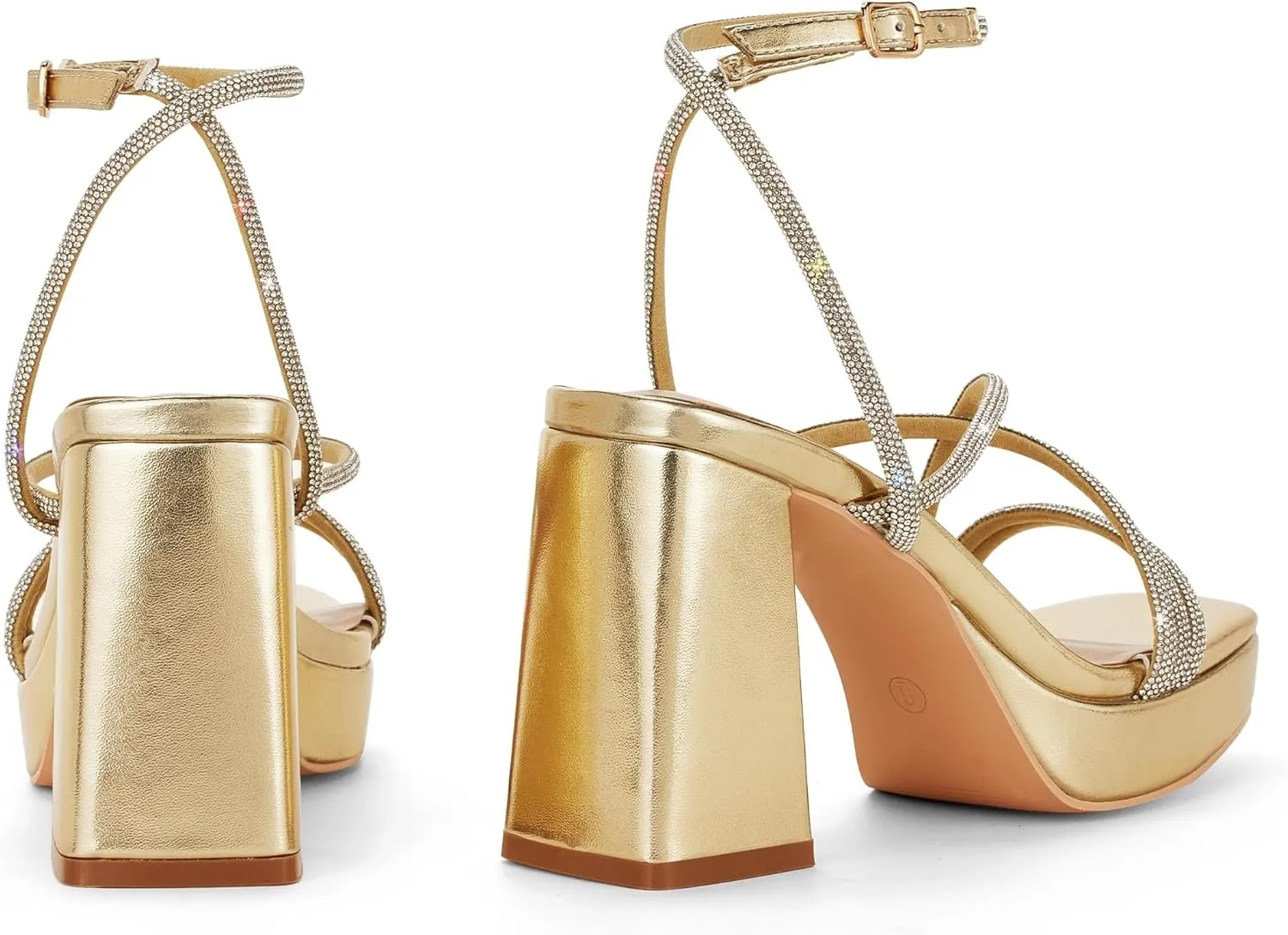 Elisabet Tang Chunky Platform Heels Sandals for Women Sexy Square Toe Heels High Strappy Sandals for Sexy Party Wedding and Evening