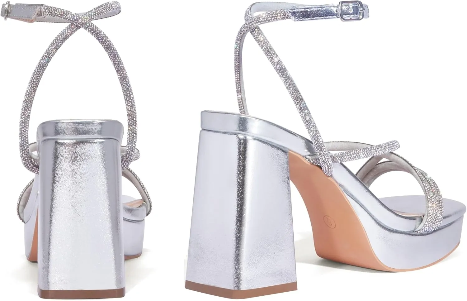 Elisabet Tang Chunky Platform Heels Sandals for Women Sexy Square Toe Heels High Strappy Sandals for Sexy Party Wedding and Evening