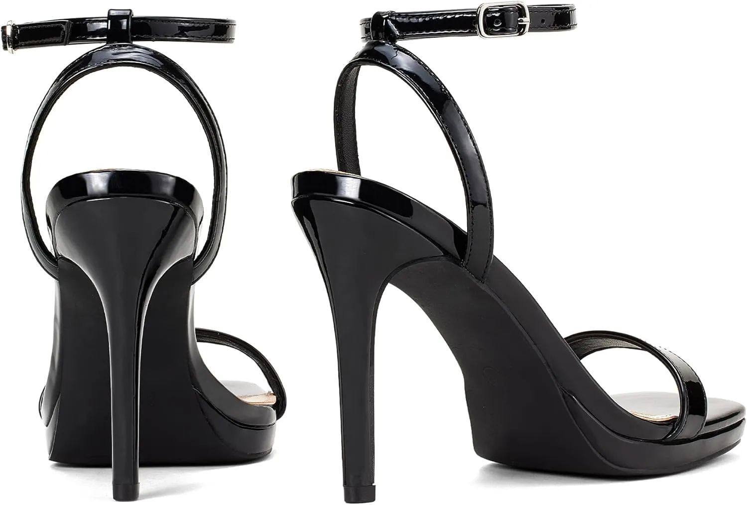 Elisabet Tang Women’s Stilettos Heeled Sandals Open Square Toe Heels,4.3 Inch Open Toe Strappy Sexy High Heels Ankle Strap Buckle Heels for Party Wedding Dress Daily Wear Shoes