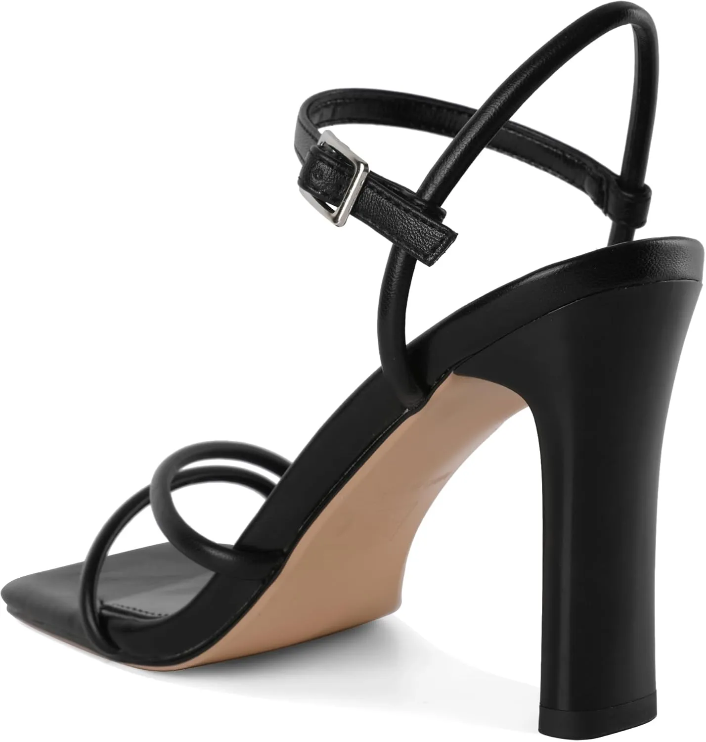 Esvowido Women Strappy Heels Sandals Square Open Toe Chunky 3.74" High Heels Sandals Ankle Strap Mules Block Sandals Comfort Dress Wedding Shoes