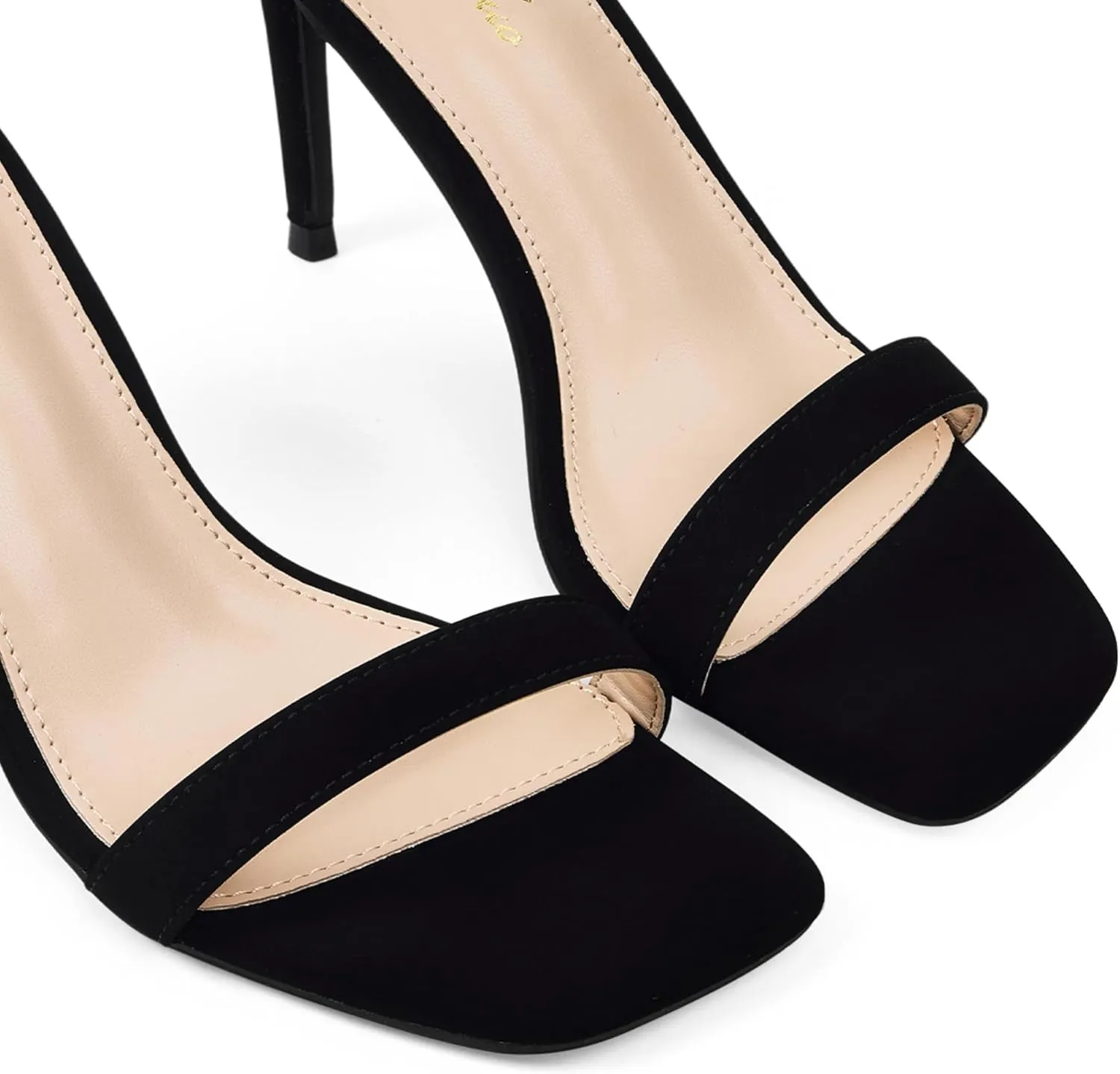 GENSHUO Women's Heeled Sandals Dressy Strappy Stiletto High Heels 3 Inch Square Open Toe Ankle Strap Buckle Sexy Prom Wedding Dress Shoes Ankle Wrap