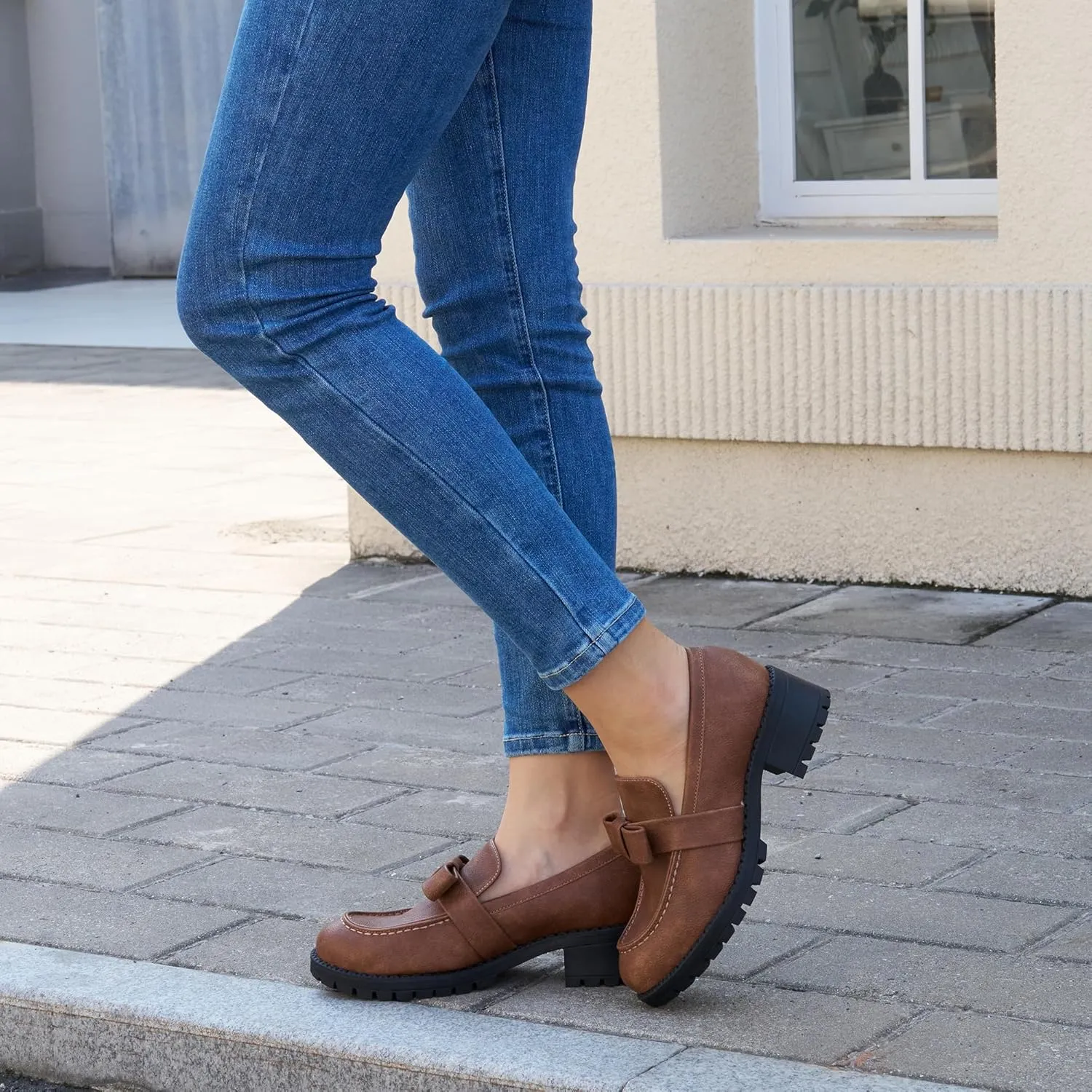 HARENCE Platform Loafers for Women Dressy: Casual Comfortable Slip On Chunky Loafer Walking Penny Work Business Office Shoes