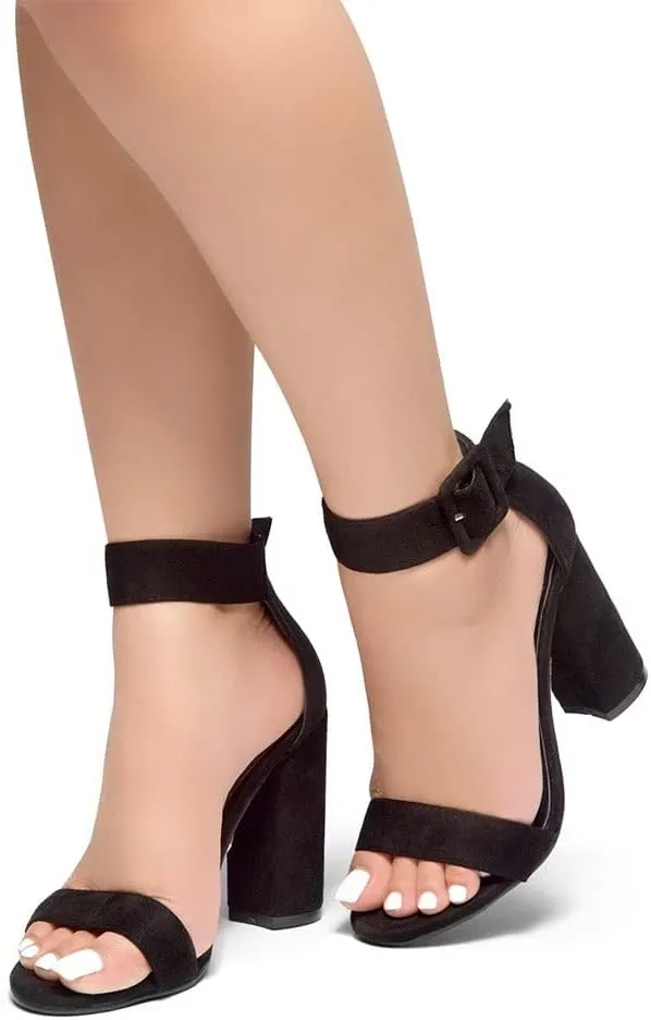 Herstyle Rumors Women's High Heels Open Toe Chunky Block Heeled Sandals with Ankle Strap – Dressy Strappy Heels for Prom Wedding Office, and Party