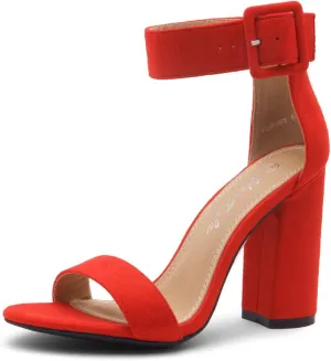 Herstyle Rumors Women's High Heels Open Toe Chunky Block Heeled Sandals with Ankle Strap – Dressy Strappy Heels for Prom Wedding Office, and Party