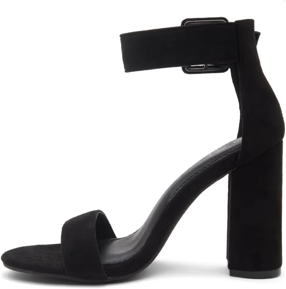 Herstyle Rumors Women's High Heels Open Toe Chunky Block Heeled Sandals with Ankle Strap – Dressy Strappy Heels for Prom Wedding Office, and Party