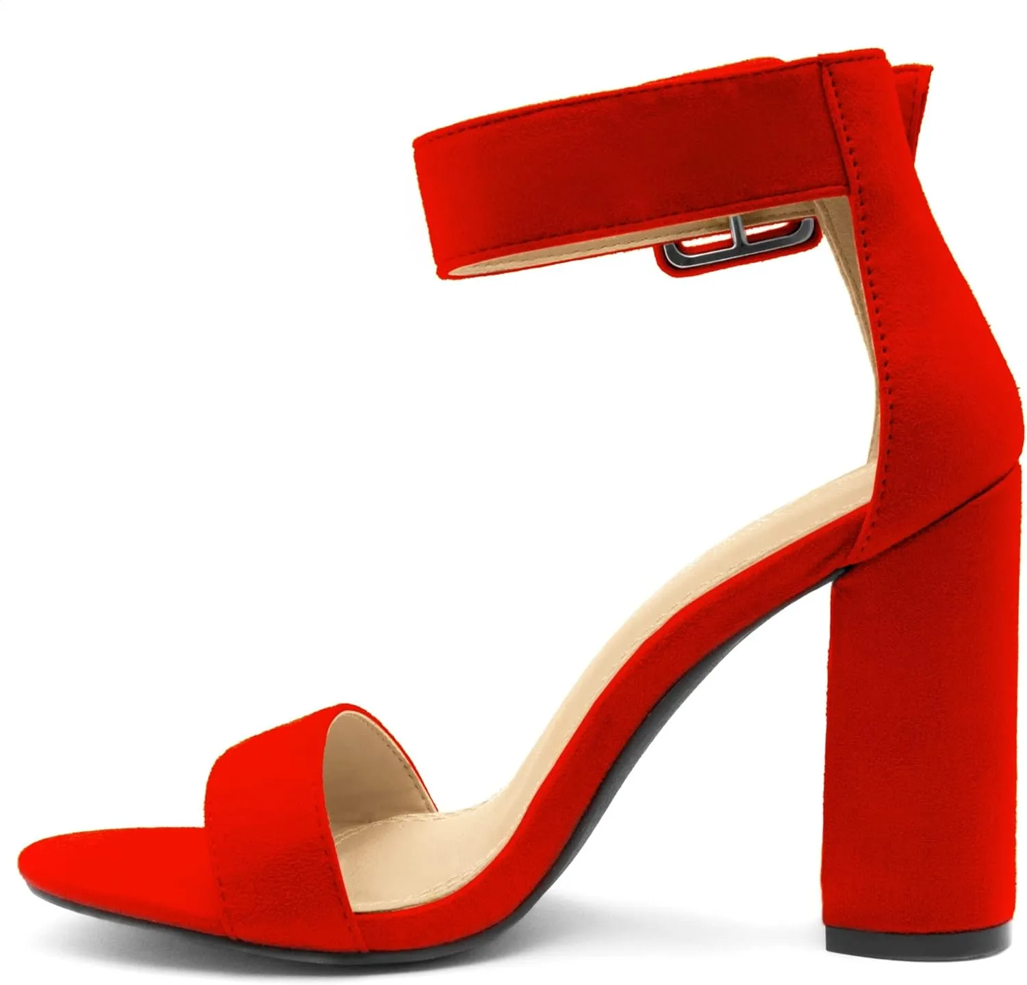 Herstyle Rumors Women's High Heels Open Toe Chunky Block Heeled Sandals with Ankle Strap – Dressy Strappy Heels for Prom Wedding Office, and Party