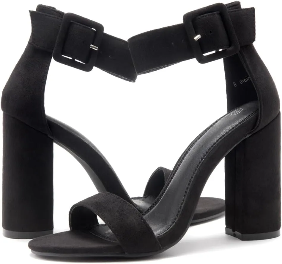 Herstyle Rumors Women's High Heels Open Toe Chunky Block Heeled Sandals with Ankle Strap – Dressy Strappy Heels for Prom Wedding Office, and Party