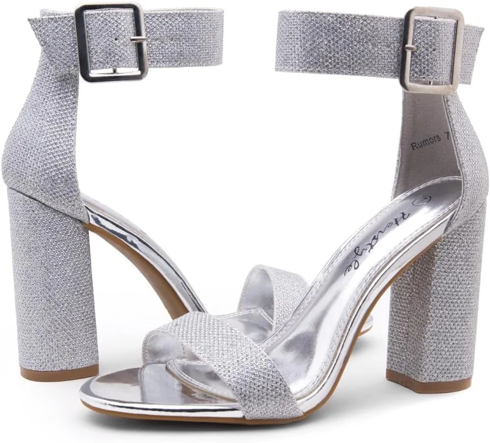 Herstyle Rumors Women's High Heels Open Toe Chunky Block Heeled Sandals with Ankle Strap – Dressy Strappy Heels for Prom Wedding Office, and Party