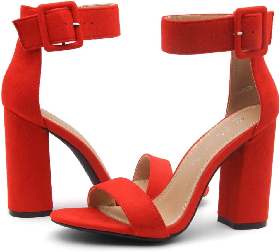 Herstyle Rumors Women's High Heels Open Toe Chunky Block Heeled Sandals with Ankle Strap – Dressy Strappy Heels for Prom Wedding Office, and Party
