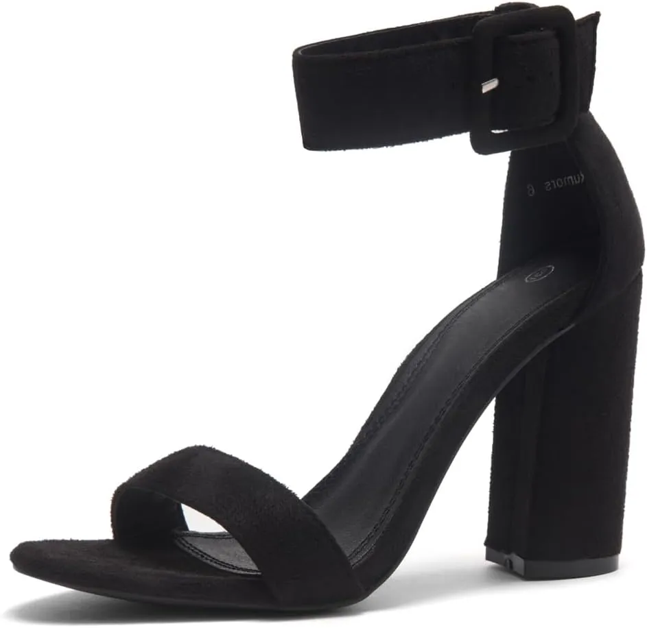 Herstyle Rumors Women's High Heels Open Toe Chunky Block Heeled Sandals with Ankle Strap – Dressy Strappy Heels for Prom Wedding Office, and Party