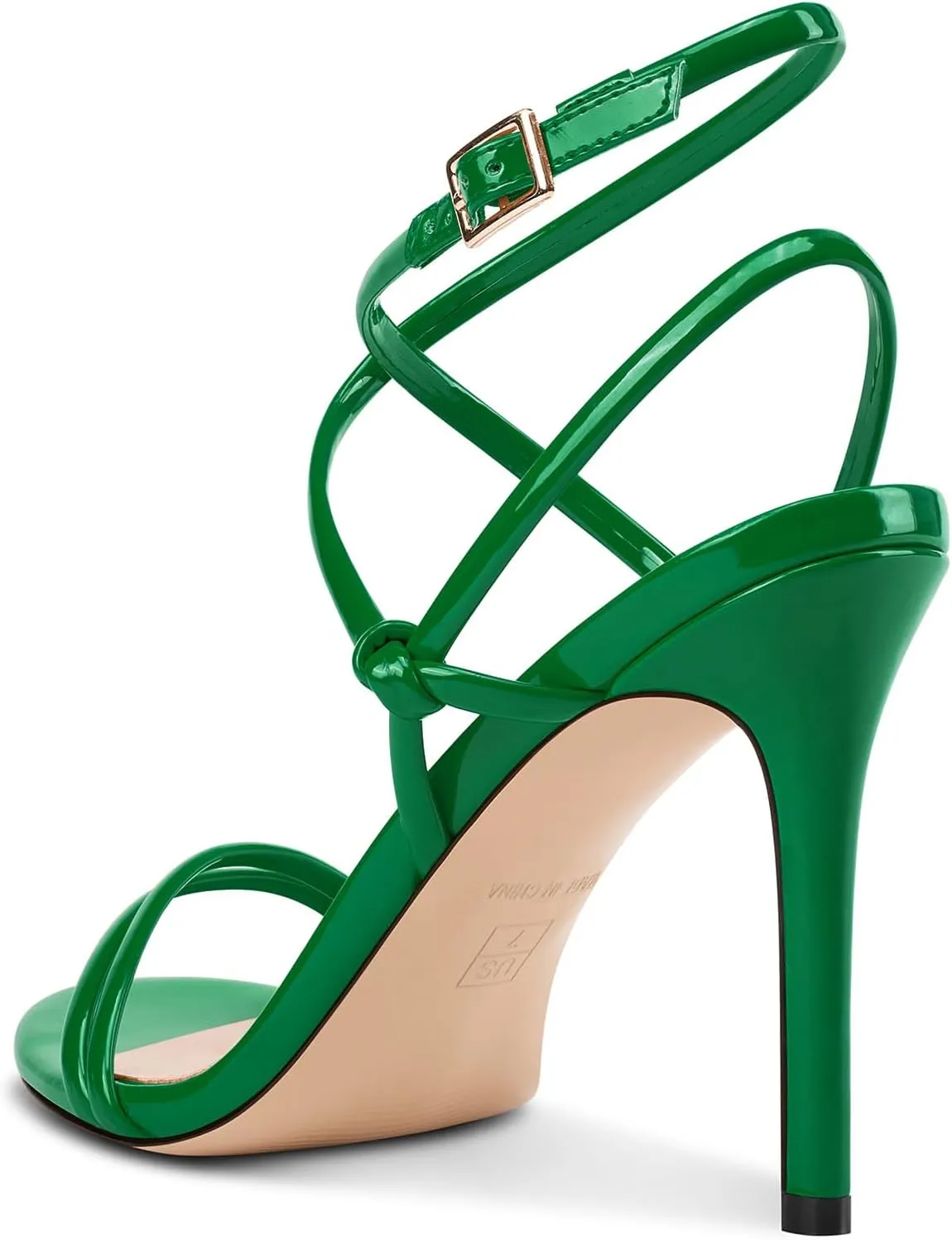 HEUIVZAR Womens Strappy Lace-up Stiletto High Heel Sandals Open Toe Ankle Strap Slingback Party Sexy Dress Shoes Patent Leather 3.9 Inches Heels