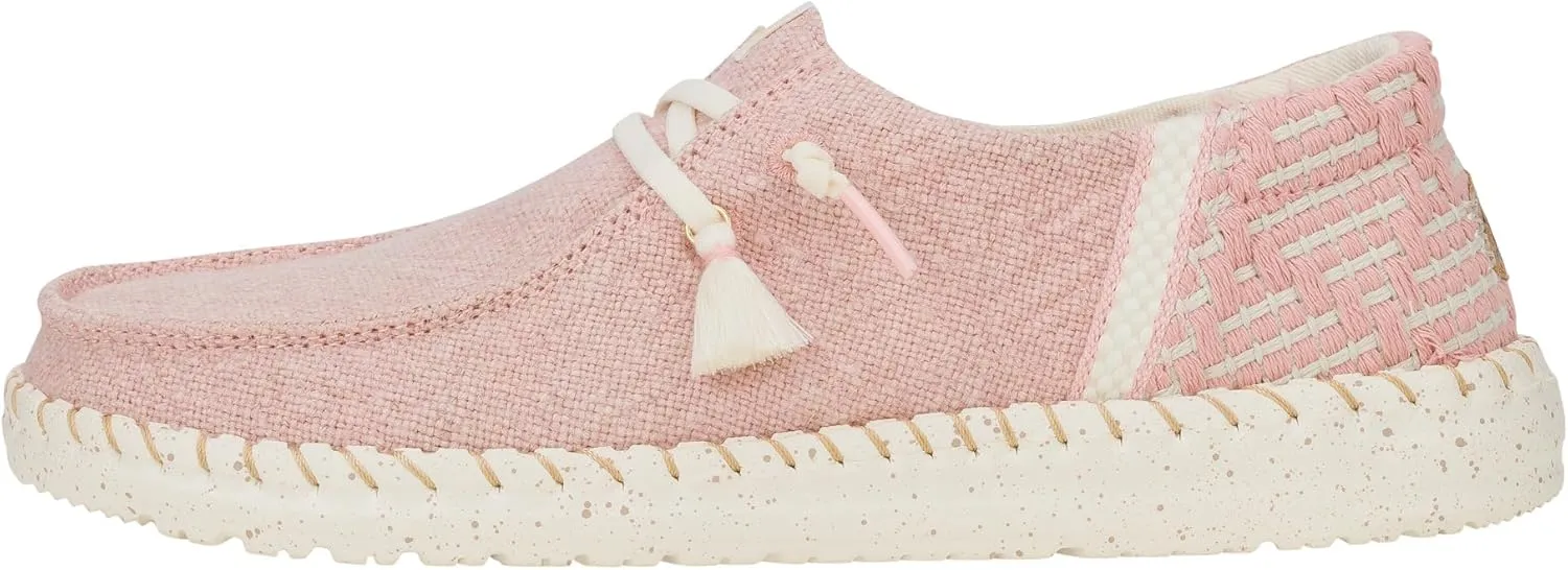 HEYDUDE Wendy Funk Coastal Jute Pink Size 9, Women’s Shoes, Women’s Slip-on Loafers, Comfortable & Light-Weight
