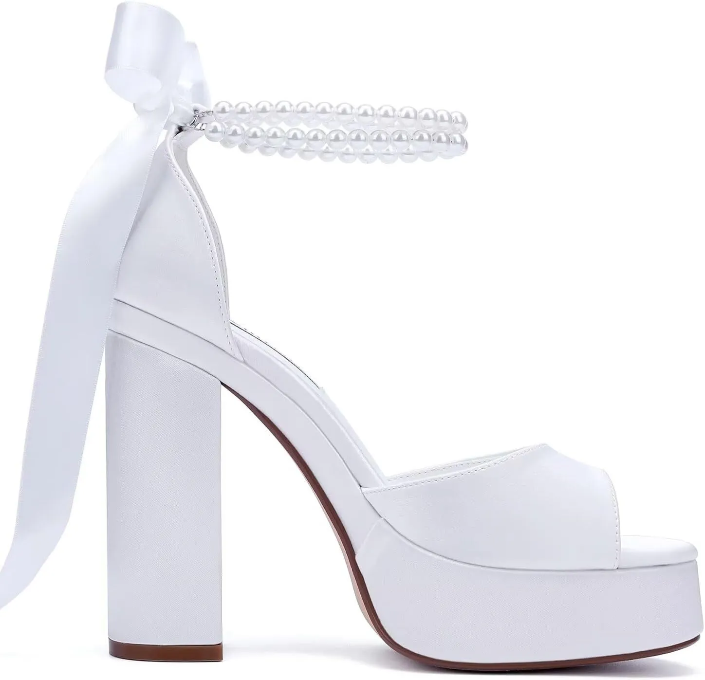 High Heel Platform Bridal Shoes Pearl Heels Wedding Shoes for Bride Platform Heeled Wedding Sandals