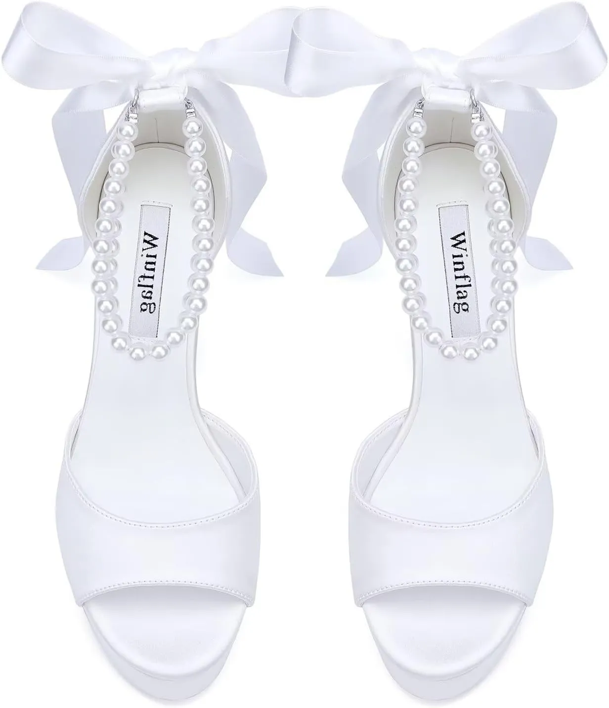 High Heel Platform Bridal Shoes Pearl Heels Wedding Shoes for Bride Platform Heeled Wedding Sandals