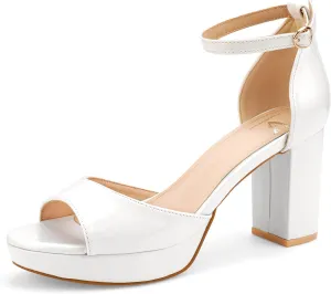 High Heels Chunky Platform Heels for Women Ankle Strap Comfy Open Toe Block Heeled Sandals Party Prom Wedding Dress Pumps