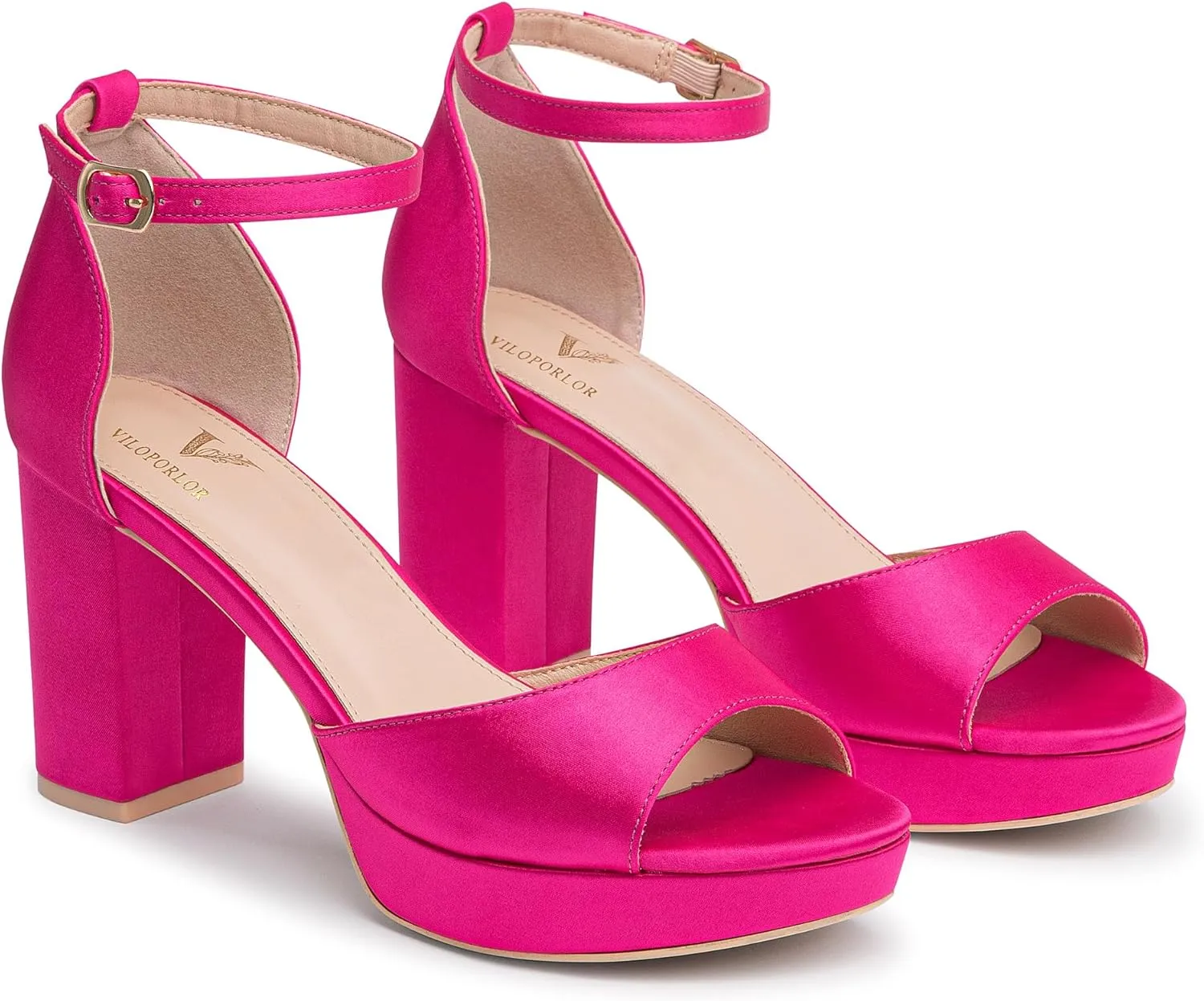 High Heels Chunky Platform Heels for Women Ankle Strap Comfy Open Toe Block Heeled Sandals Party Prom Wedding Dress Pumps