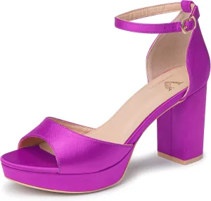 High Heels Chunky Platform Heels for Women Ankle Strap Comfy Open Toe Block Heeled Sandals Party Prom Wedding Dress Pumps