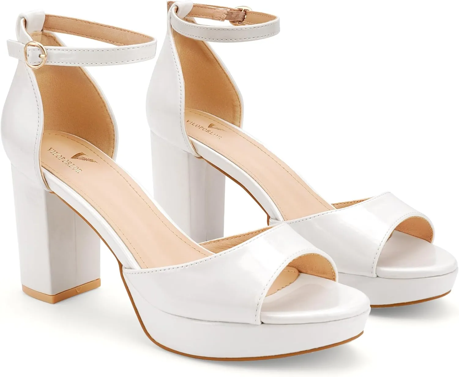 High Heels Chunky Platform Heels for Women Ankle Strap Comfy Open Toe Block Heeled Sandals Party Prom Wedding Dress Pumps