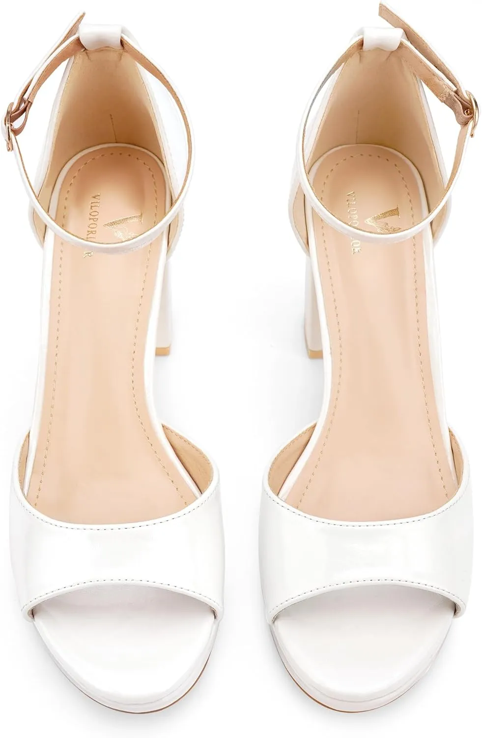 High Heels Chunky Platform Heels for Women Ankle Strap Comfy Open Toe Block Heeled Sandals Party Prom Wedding Dress Pumps