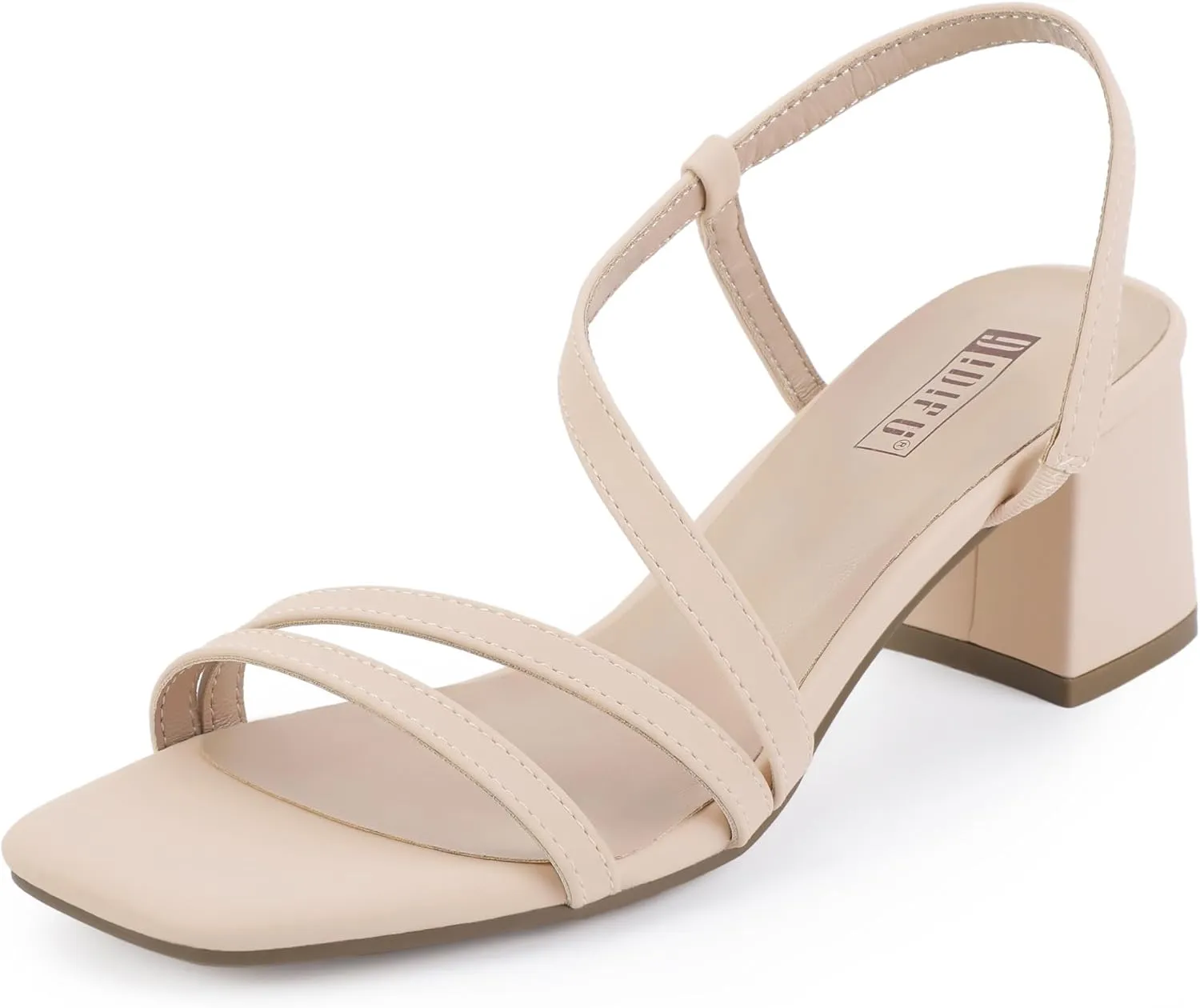IDIFU IN3 Strappy Heels for Women - Low Block Chunky Heels - Open Square Toe Slingback Sandals - Comfortable & Trendy Dress Shoes for Women's Wedding, Bridal & Prom