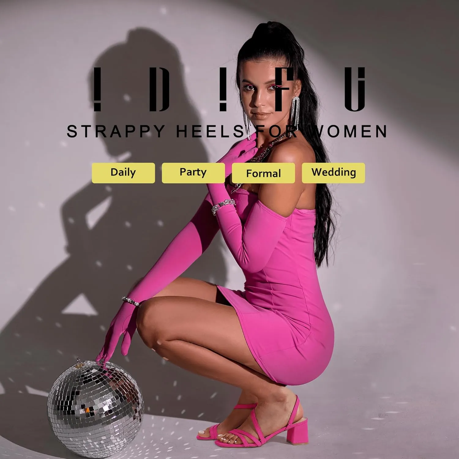IDIFU IN3 Strappy Heels for Women - Low Block Chunky Heels - Open Square Toe Slingback Sandals - Comfortable & Trendy Dress Shoes for Women's Wedding, Bridal & Prom