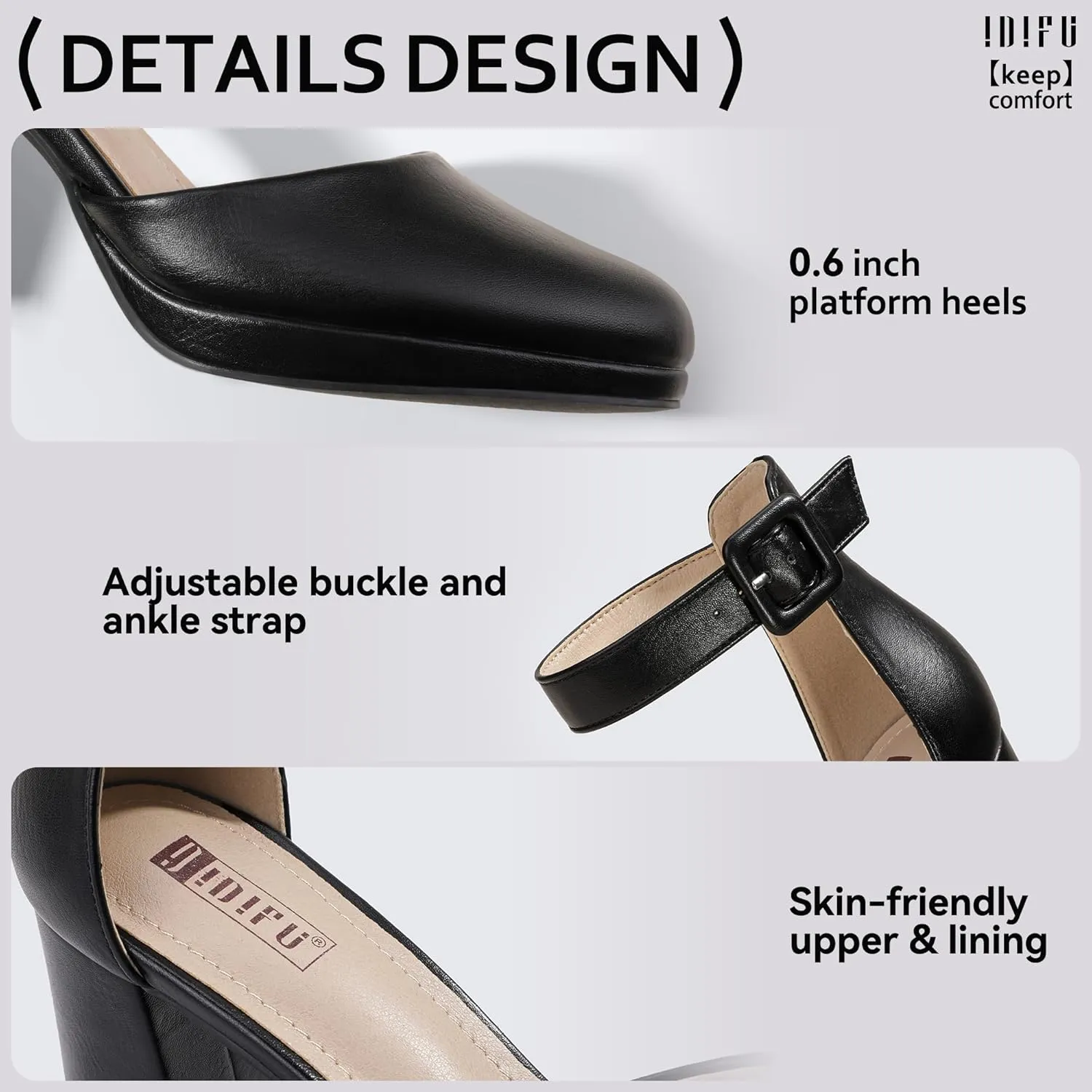 IDIFU IN3 Women's Chunky Block Heels Dress Shoes for Women - Dressy Wedding Bridal Prom Shoes - Pointed Toe Ankle Strap Comfortable Short Thick Heels