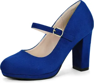 IDIFU IN4 Mary Jane Shoes Closed Toe Heels Platform High Chunky Block Heels Women's Pumps Comfortable Dress Shoes for Women Wedding Bridal Work Fashion Round Toe Pumps Shoes