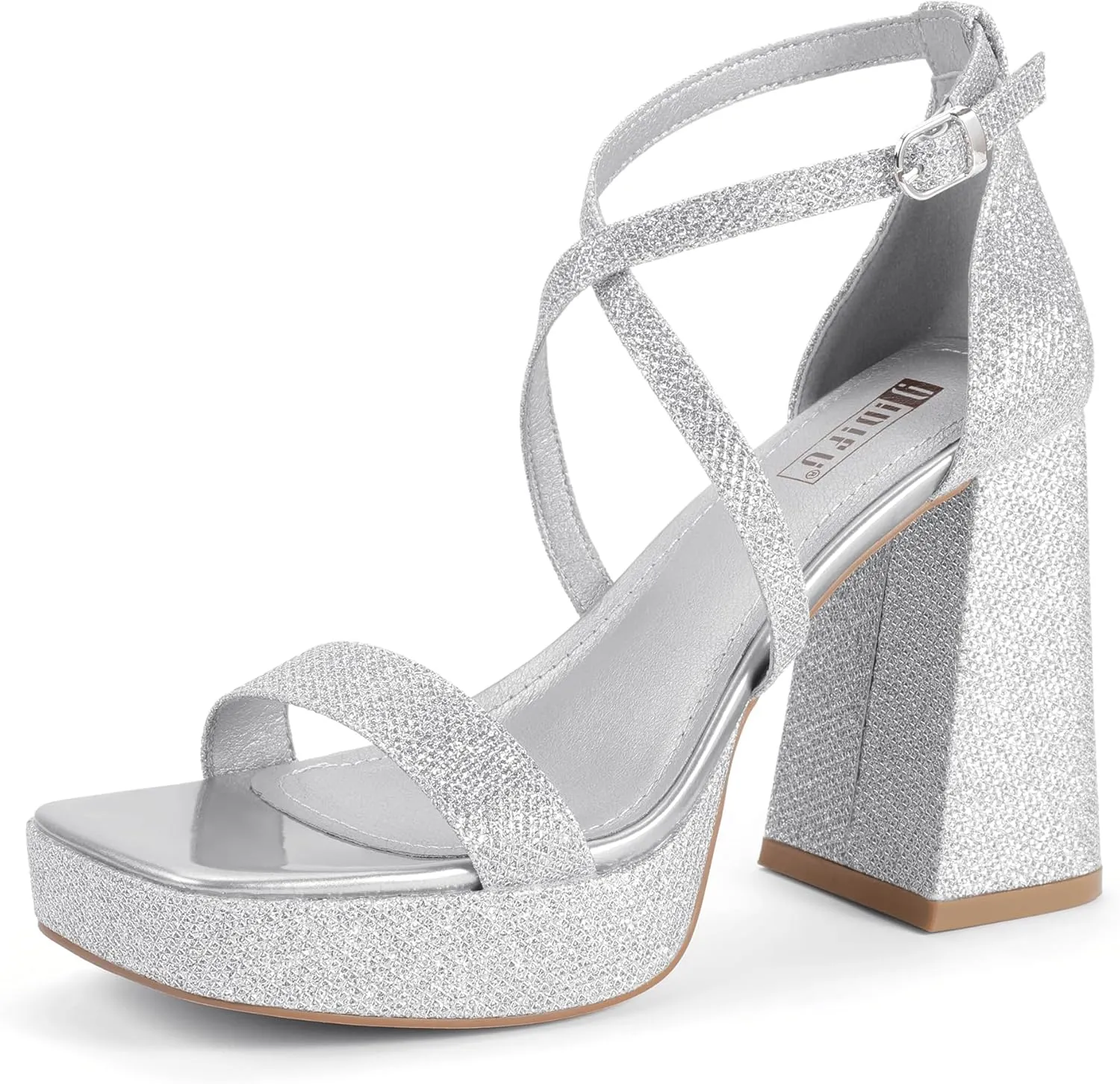 IDIFU IN4 Platform Heels for Women - High Strappy Chunky Block Square Toe Sexy Wedding Dress Shoes - Open Toe Ankle Strap Heeled Sandals - Comfortable Thick Heels - Half Size Larger