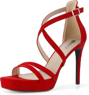IDIFU IN4 Platform High Heels for Women Strappy Heeled Sandals Square Toe Heels Stiletto Heels Women's Wedding Party Bridal Sexy Dress Shoes Open Toe Heels