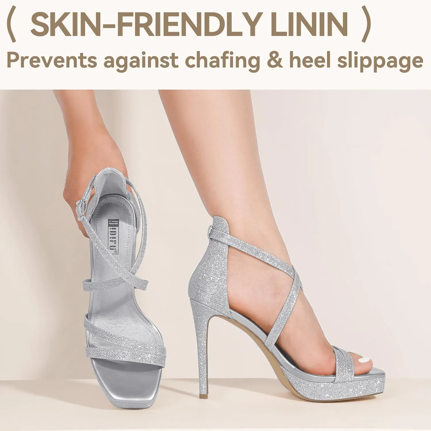 IDIFU IN4 Platform High Heels for Women Strappy Heeled Sandals Square Toe Heels Stiletto Heels Women's Wedding Party Bridal Sexy Dress Shoes Open Toe Heels
