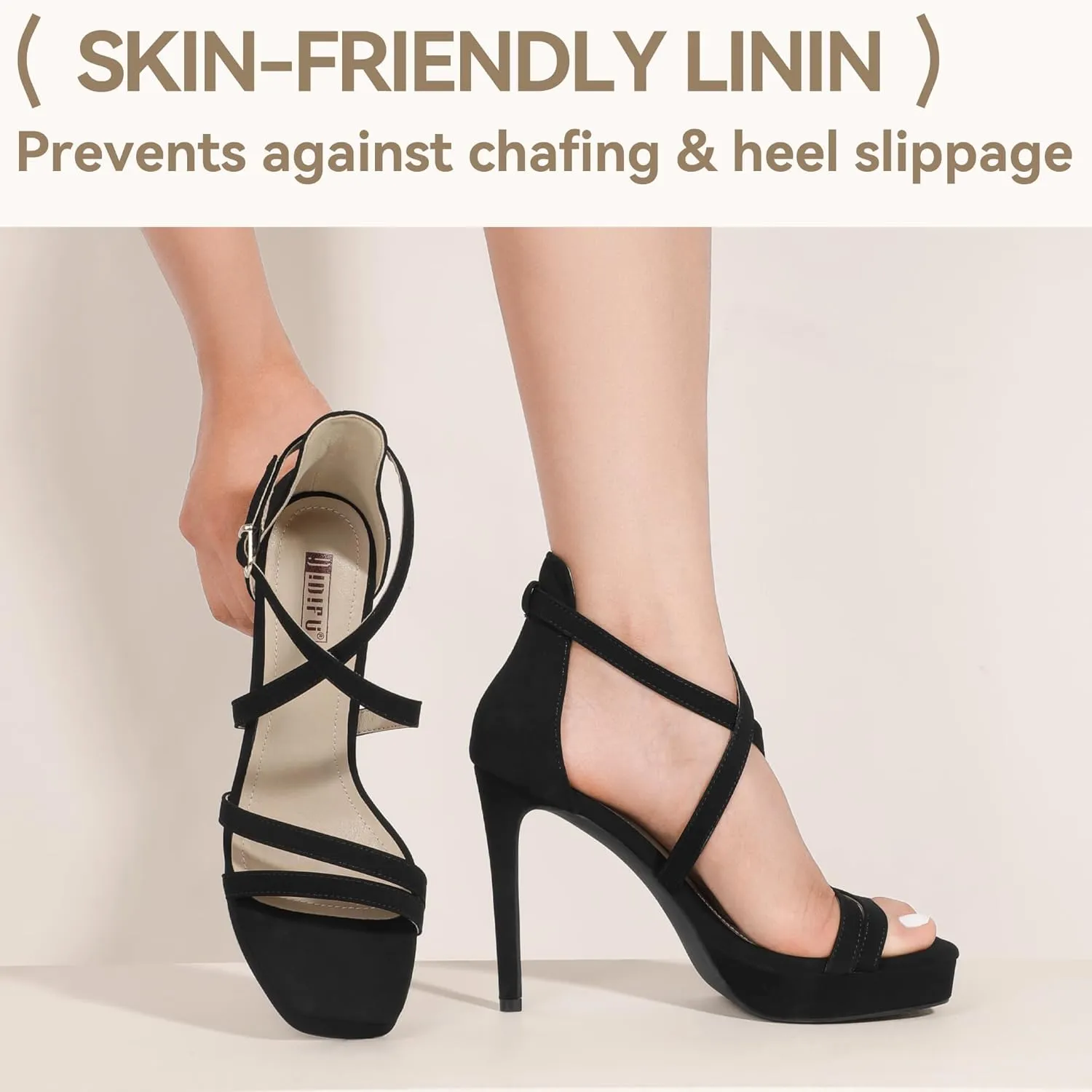 IDIFU IN4 Platform High Heels for Women Strappy Heeled Sandals Square Toe Heels Stiletto Heels Women's Wedding Party Bridal Sexy Dress Shoes Open Toe Heels
