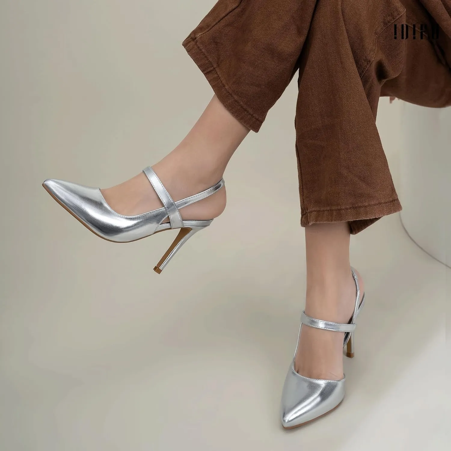 IDIFU IN4 Women's Pumps High Heels Strappy Closed Toe Stiletto Pointed Toe Slingback Dress Shoes for Women Wedding Prom Bridal Party Trendy Fashion Sexy Comfortable Pumps Dressy Shoes